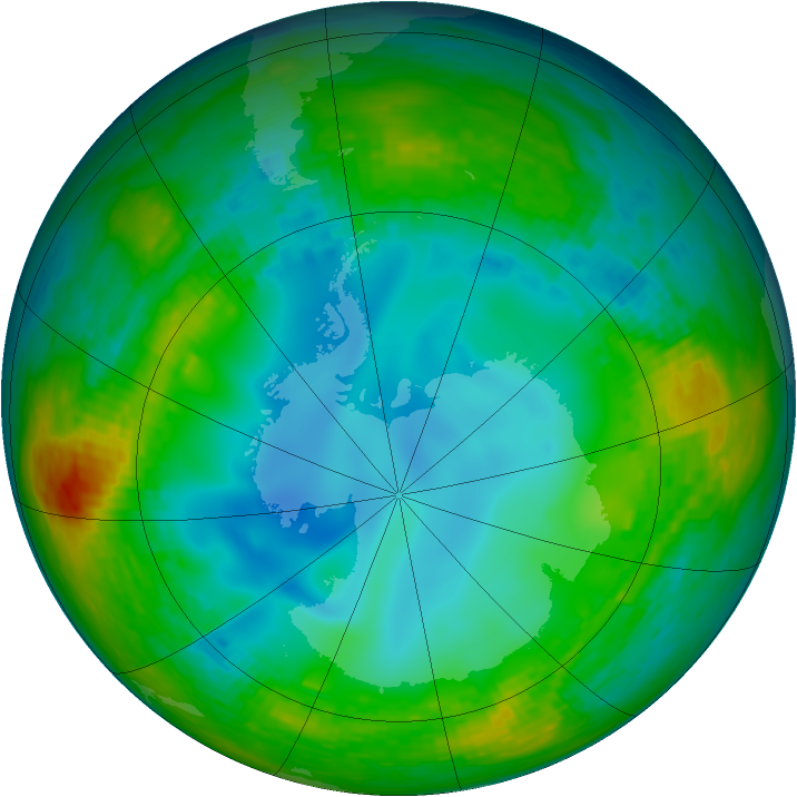 Antarctic ozone map for 20 July 1990